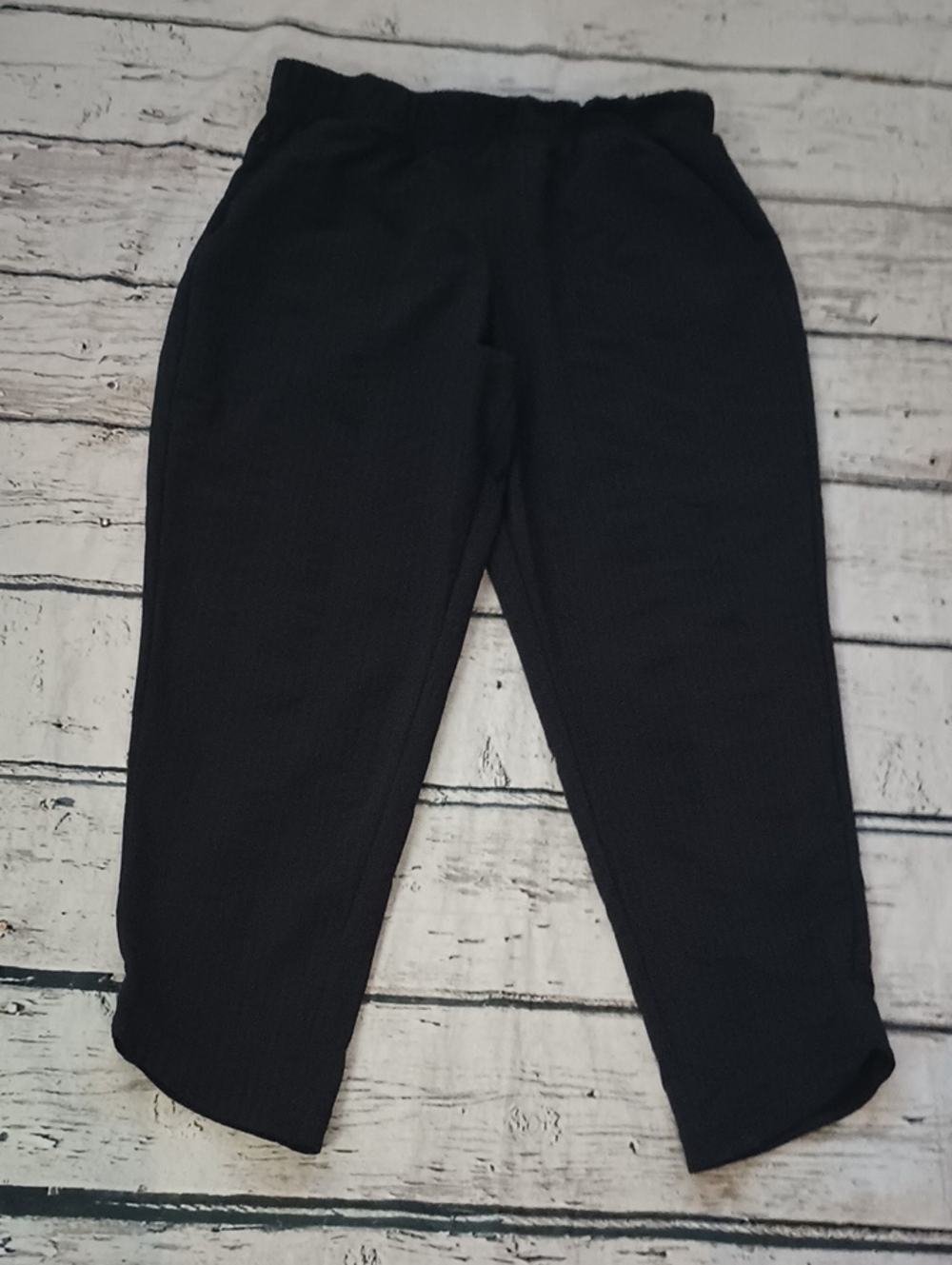 Title Nine Women's Black Nimblene Textured Elastic Waist Ankle Pants XL